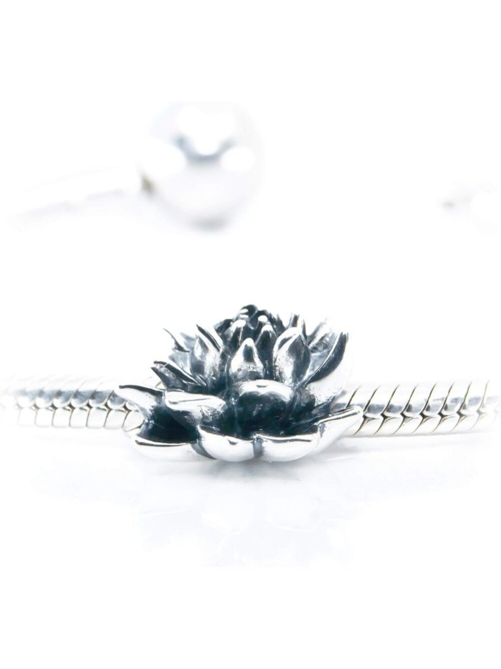 Sterling Silver Lotus Flower, Lotus Blossom Sterling Silver Charm Bead S925